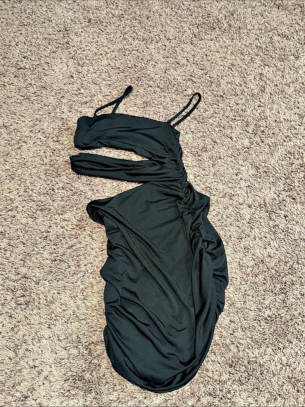 Ruched Black Mini Dress Like New